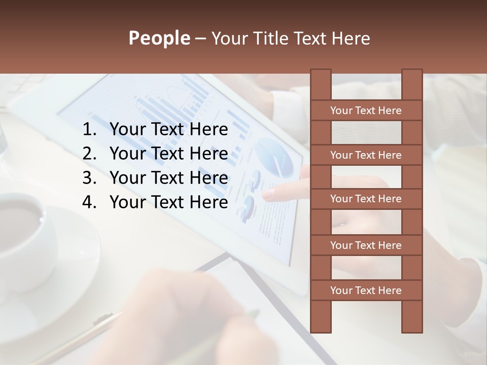 A Person Using A Tablet On A Table With A Cup Of Coffee PowerPoint Template