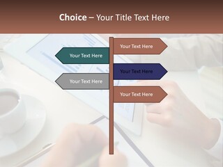 A Person Using A Tablet On A Table With A Cup Of Coffee PowerPoint Template
