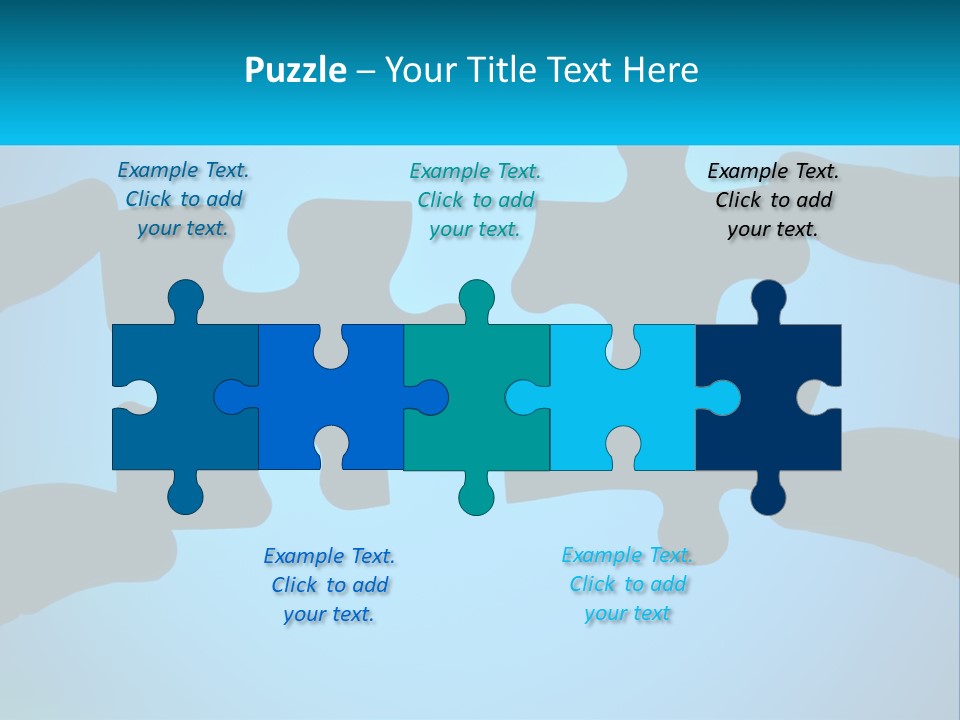 Two Hands Holding Pieces Of A Jigsaw Puzzle PowerPoint Template