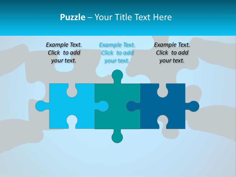 Two Hands Holding Pieces Of A Jigsaw Puzzle PowerPoint Template