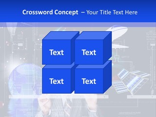 A Man In A Business Suit Is Pointing At Something PowerPoint Template