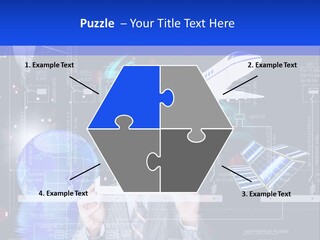 A Man In A Business Suit Is Pointing At Something PowerPoint Template