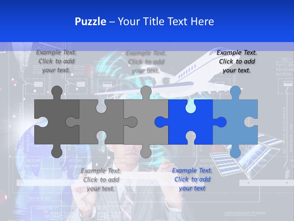 A Man In A Business Suit Is Pointing At Something PowerPoint Template