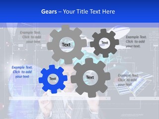 A Man In A Business Suit Is Pointing At Something PowerPoint Template