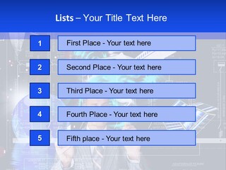 A Man In A Business Suit Is Pointing At Something PowerPoint Template