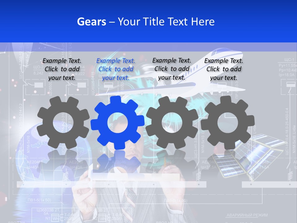 A Man In A Business Suit Is Pointing At Something PowerPoint Template