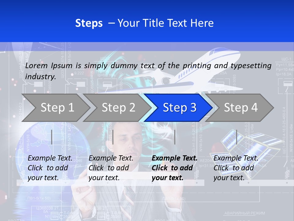 A Man In A Business Suit Is Pointing At Something PowerPoint Template