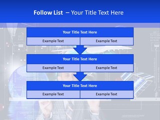A Man In A Business Suit Is Pointing At Something PowerPoint Template