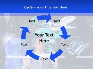 A Man In A Business Suit Is Pointing At Something PowerPoint Template
