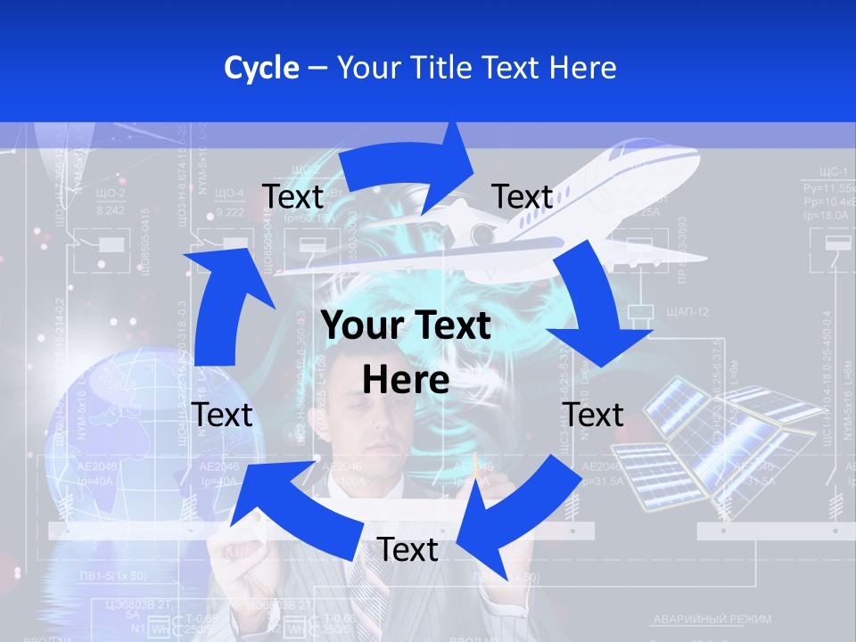A Man In A Business Suit Is Pointing At Something PowerPoint Template