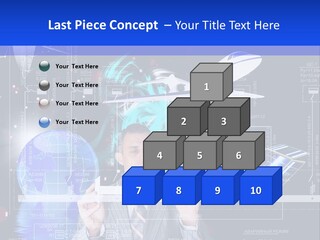 A Man In A Business Suit Is Pointing At Something PowerPoint Template