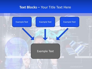 A Man In A Business Suit Is Pointing At Something PowerPoint Template