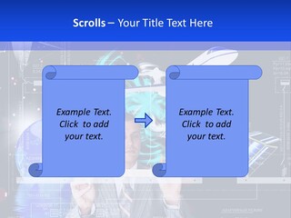 A Man In A Business Suit Is Pointing At Something PowerPoint Template