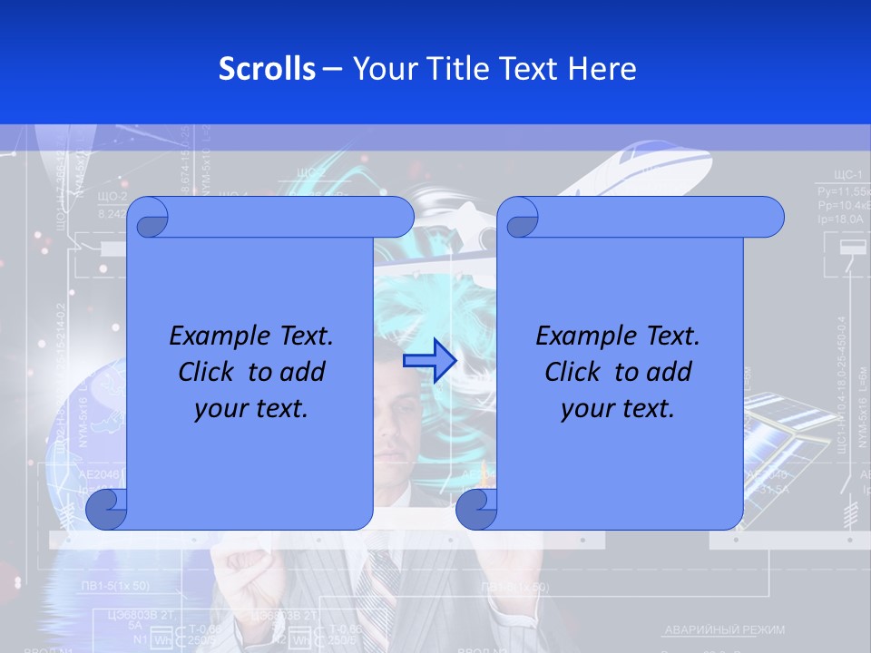 A Man In A Business Suit Is Pointing At Something PowerPoint Template