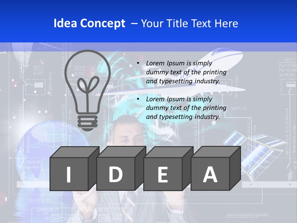 A Man In A Business Suit Is Pointing At Something PowerPoint Template