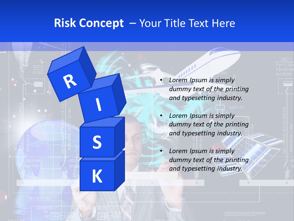 A Man In A Business Suit Is Pointing At Something PowerPoint Template