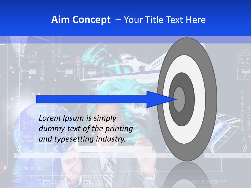 A Man In A Business Suit Is Pointing At Something PowerPoint Template