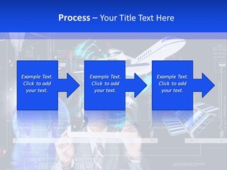 A Man In A Business Suit Is Pointing At Something PowerPoint Template