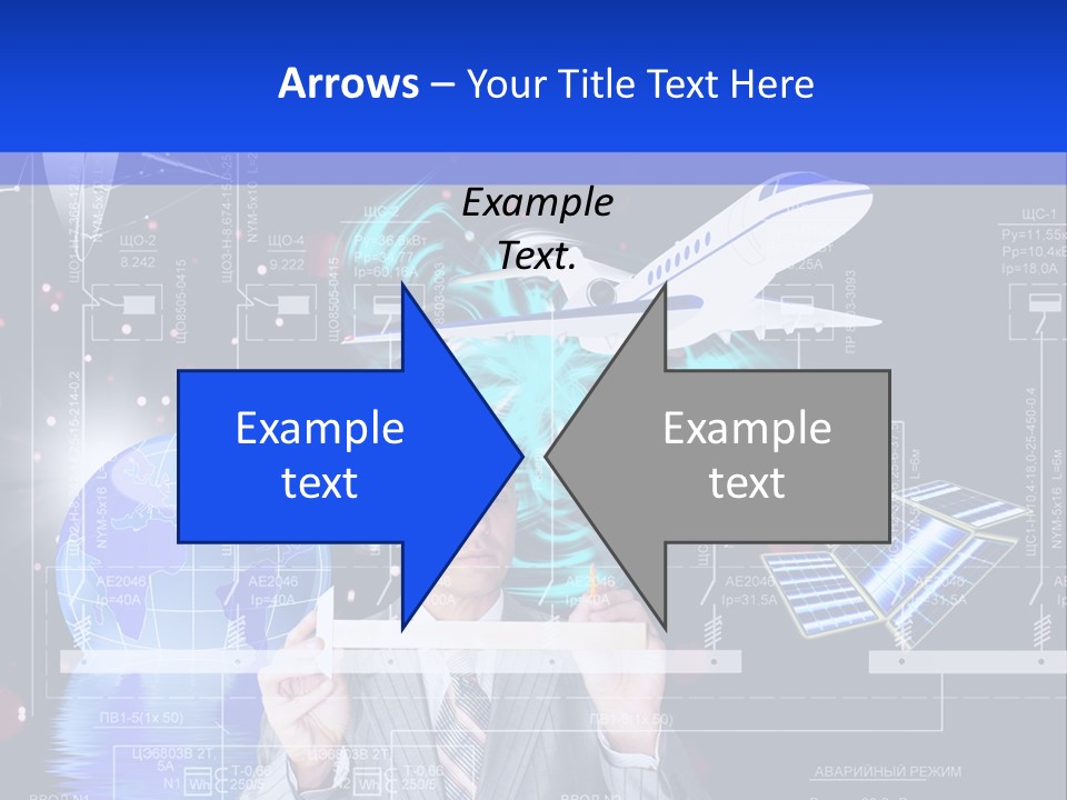 A Man In A Business Suit Is Pointing At Something PowerPoint Template