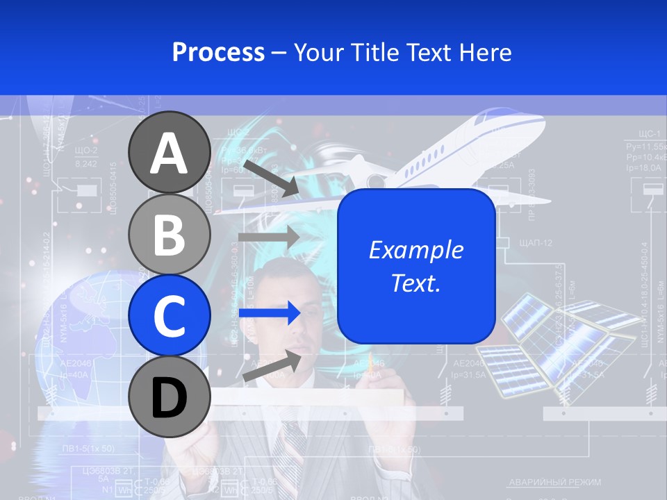 A Man In A Business Suit Is Pointing At Something PowerPoint Template