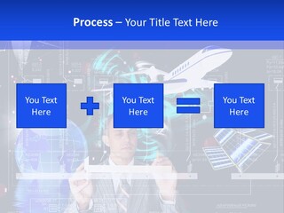 A Man In A Business Suit Is Pointing At Something PowerPoint Template