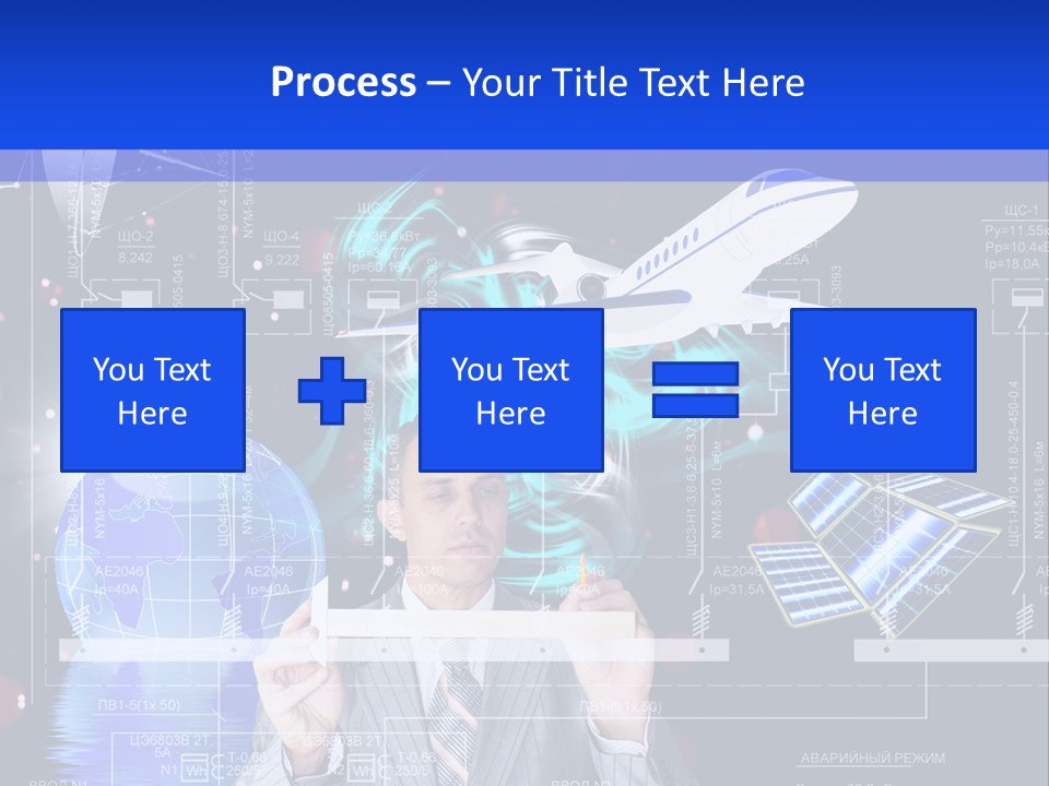 A Man In A Business Suit Is Pointing At Something PowerPoint Template