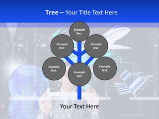 A Man In A Business Suit Is Pointing At Something PowerPoint Template