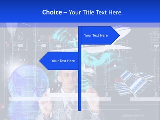 A Man In A Business Suit Is Pointing At Something PowerPoint Template