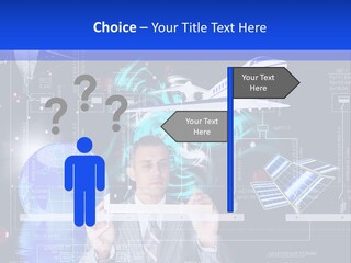 A Man In A Business Suit Is Pointing At Something PowerPoint Template