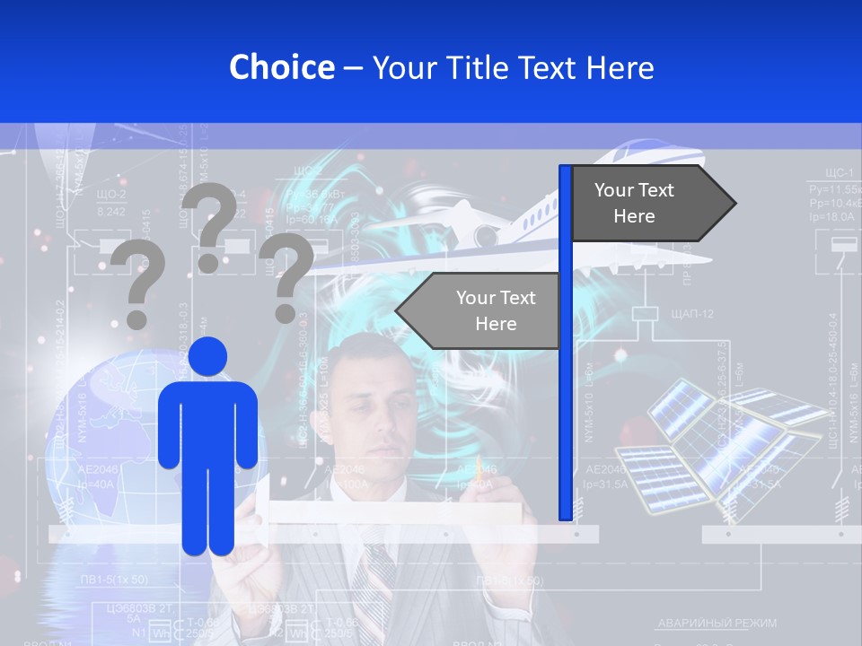 A Man In A Business Suit Is Pointing At Something PowerPoint Template