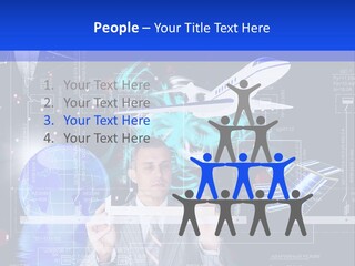 A Man In A Business Suit Is Pointing At Something PowerPoint Template