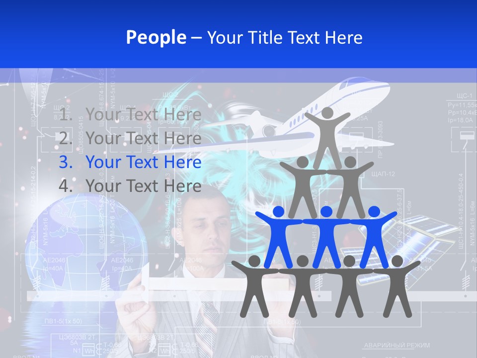 A Man In A Business Suit Is Pointing At Something PowerPoint Template