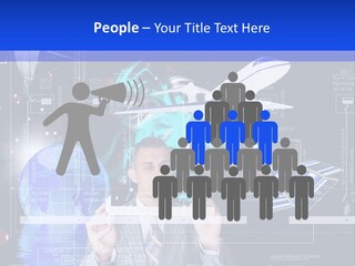 A Man In A Business Suit Is Pointing At Something PowerPoint Template