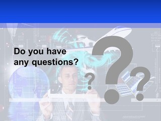 A Man In A Business Suit Is Pointing At Something PowerPoint Template