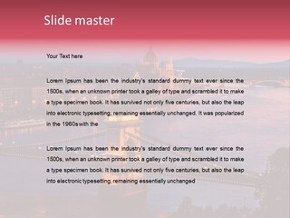 A Bridge Over A River With A City In The Background PowerPoint Template
