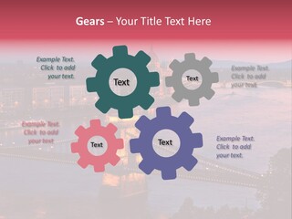 A Bridge Over A River With A City In The Background PowerPoint Template