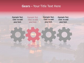 A Bridge Over A River With A City In The Background PowerPoint Template