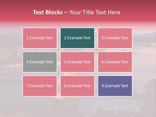 A Bridge Over A River With A City In The Background PowerPoint Template