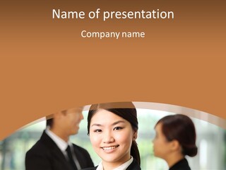 A Woman In A Business Suit Standing Next To A Man In A Suit PowerPoint Template