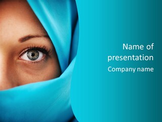 A Woman With A Blue Scarf On Her Head PowerPoint Template