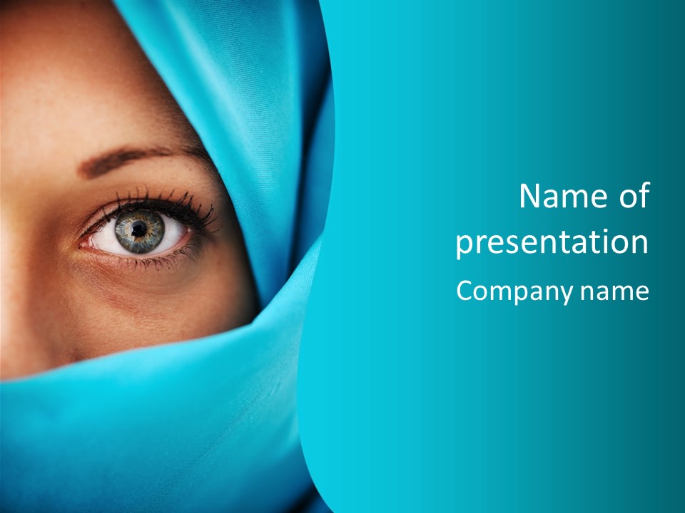 A Woman With A Blue Scarf On Her Head PowerPoint Template