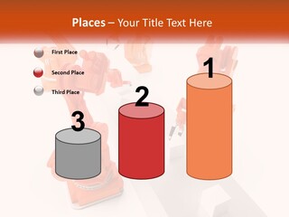 A Group Of Orange Robots On A White Surface PowerPoint Template