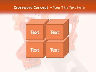 A Group Of Orange Robots On A White Surface PowerPoint Template