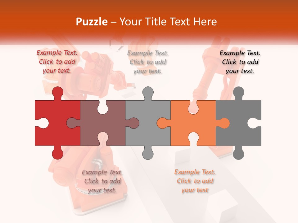 A Group Of Orange Robots On A White Surface PowerPoint Template