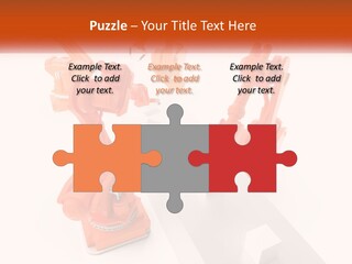 A Group Of Orange Robots On A White Surface PowerPoint Template