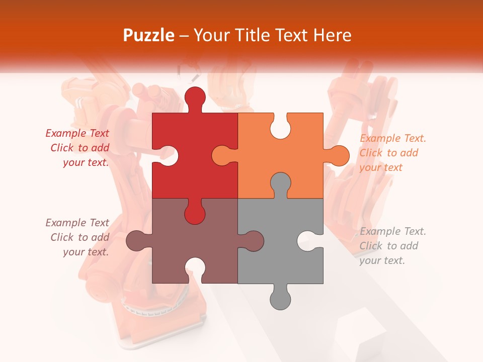 A Group Of Orange Robots On A White Surface PowerPoint Template
