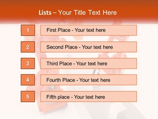 A Group Of Orange Robots On A White Surface PowerPoint Template
