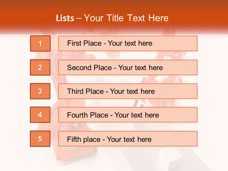A Group Of Orange Robots On A White Surface PowerPoint Template