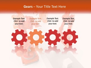 A Group Of Orange Robots On A White Surface PowerPoint Template