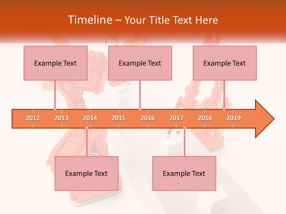 A Group Of Orange Robots On A White Surface PowerPoint Template